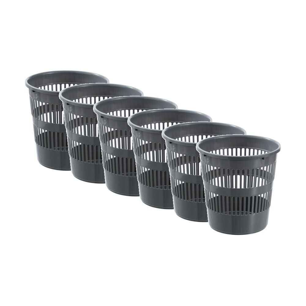 Boxsweden Lightweight Rubbish Trashcan Waste Bin 11L 28x28x28cm Assorted (6 Pack)