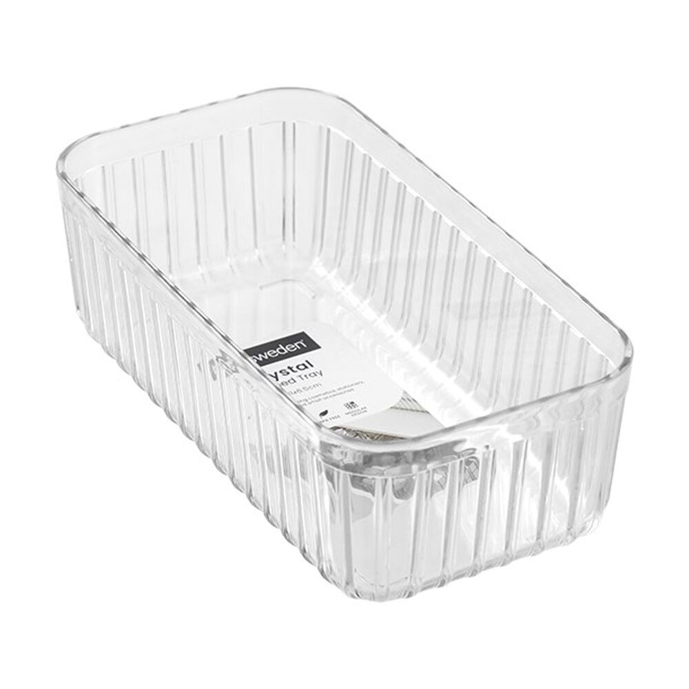 Boxsweden Crystal Ribbed Tray Home Organiser Storage Container 21x11x6.5cm (18 Pack) — image 2