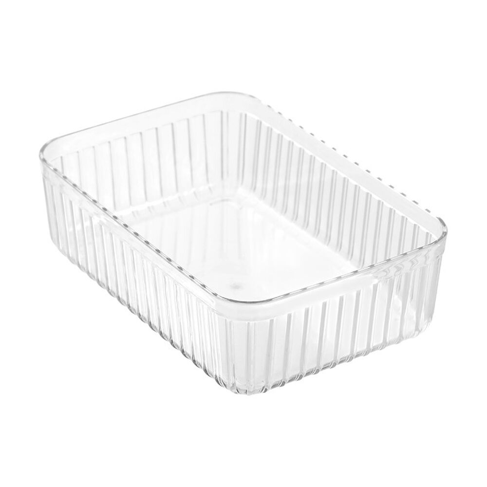 Boxsweden 22x15x6.5cm Clear Crystal Ribbed Tray Modular Design Storage Container — image 3