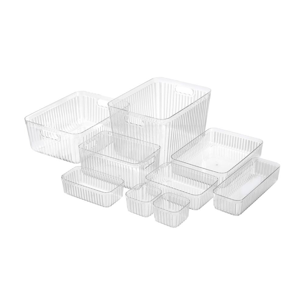 Boxsweden 32x23x7cm Clear Crystal Ribbed Tray Modular Design Storage Container — image 5