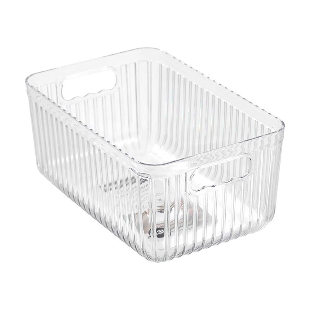 Boxsweden 26x17x12cm Clear Crystal Ribbed Container 4.3L Storage w/ Handles