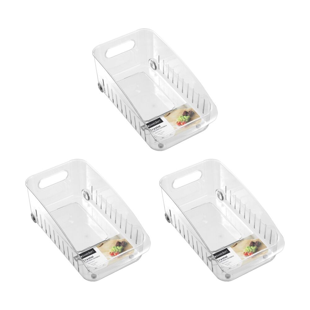 Boxsweden Crystal Roller Tray w/ Dividers Home Organisation Clear 38x21x14cm (3 Pack)