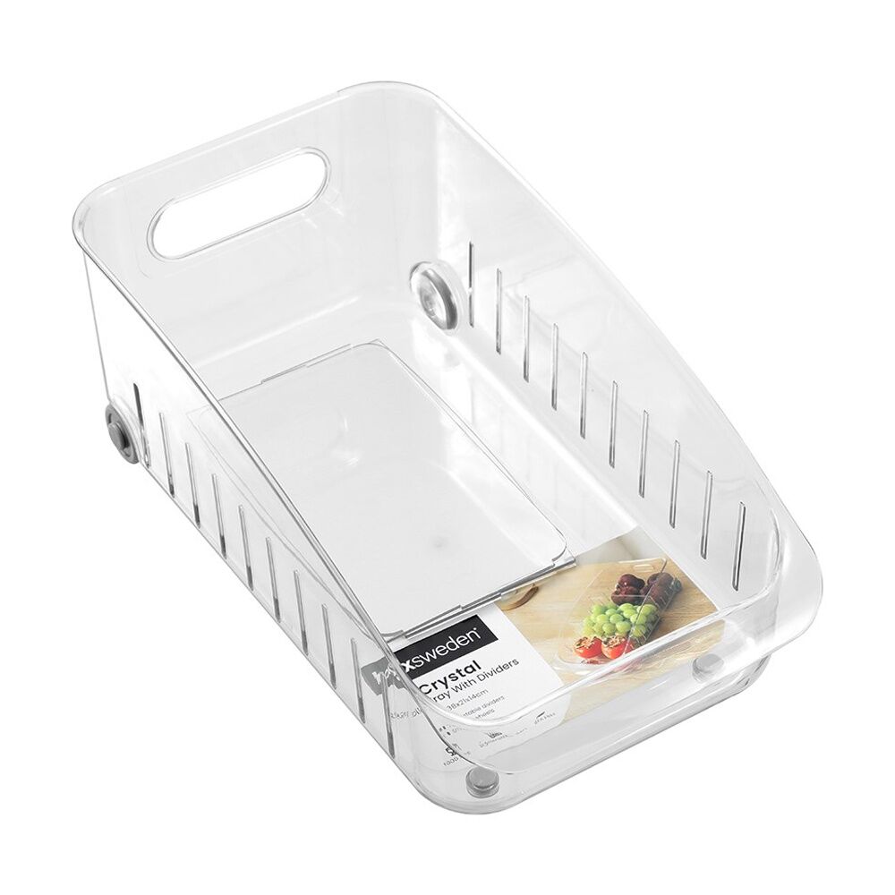 Boxsweden 38x21x14cm Clear Crystal Roller Tray w/ Dividers Home Organisation