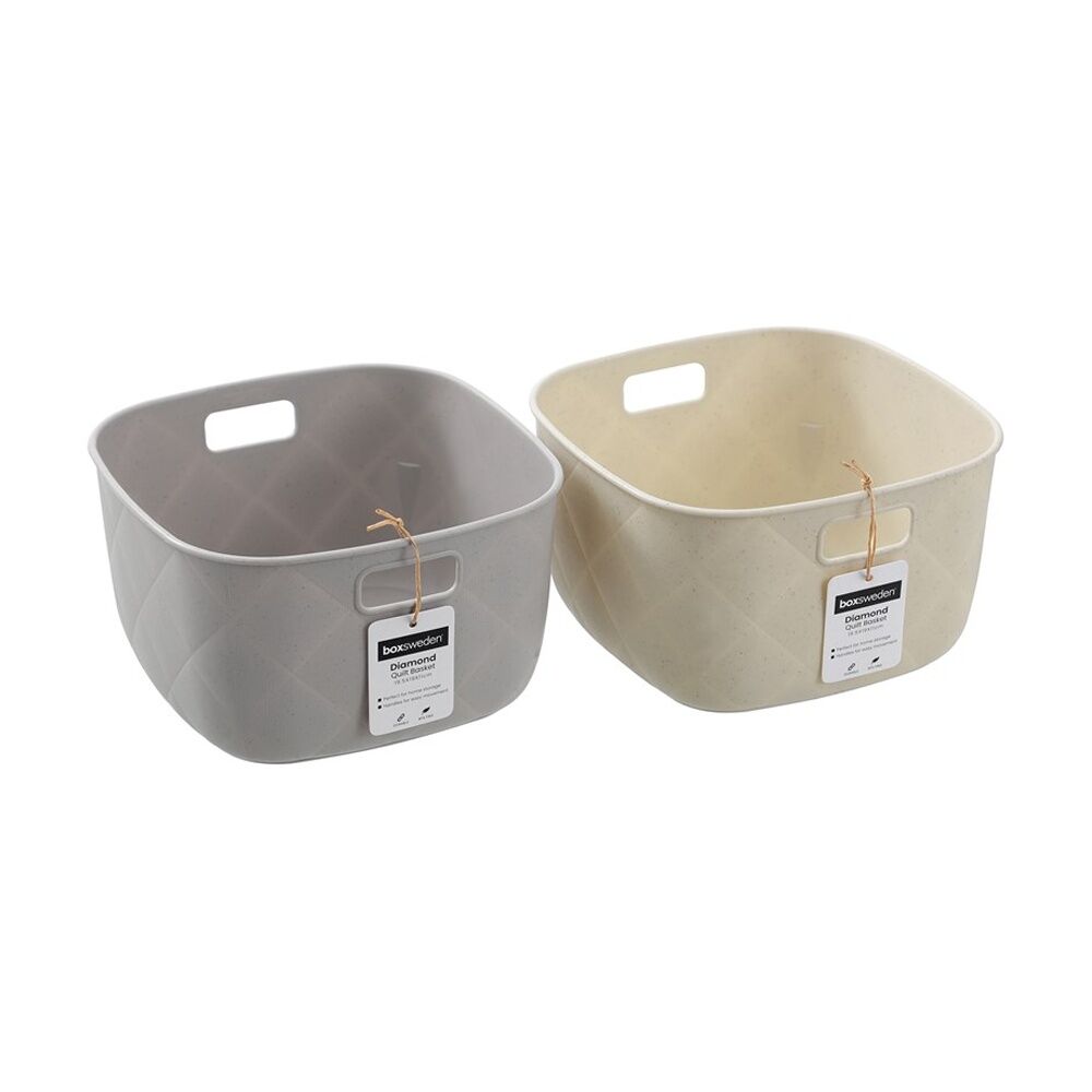 Boxsweden Diamond Quilted Home Storage Basket 19.5x19x11cm Assorted (12 Pack) — image 3