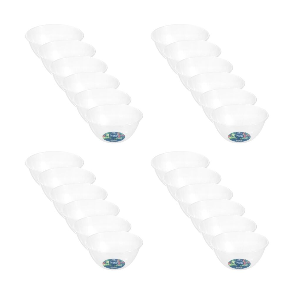 Lemon and Lime Large Plastic Serving/Salad Bowl 3.5L Clear 27.5cm (24 Pack)