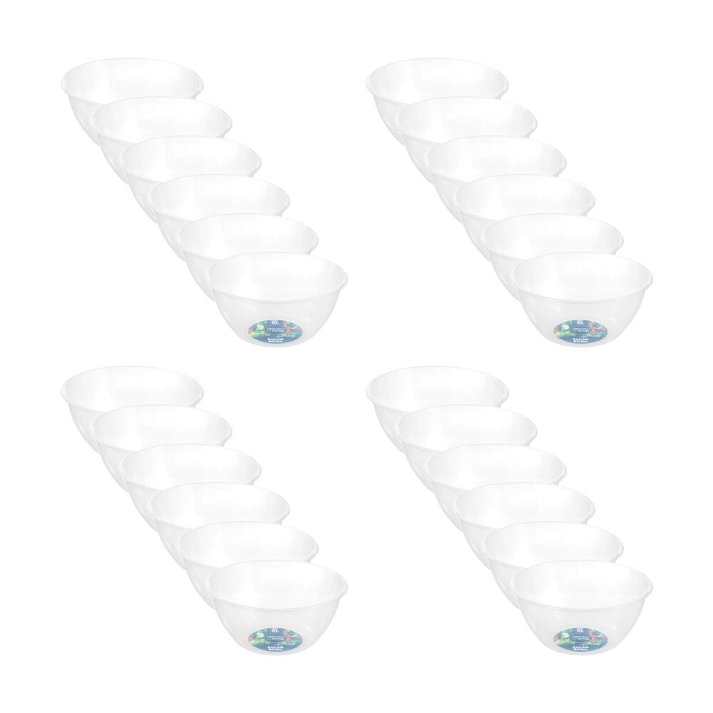 Lemon and Lime Large Plastic Serving/Salad Bowl 6L Clear 32.5cm (24 Pack)
