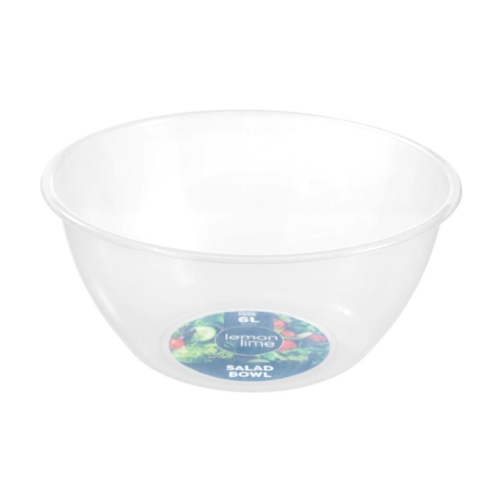 Lemon and Lime Large Plastic Serving/Salad Bowl 6L Clear 32.5cm (24 Pack) — image 2