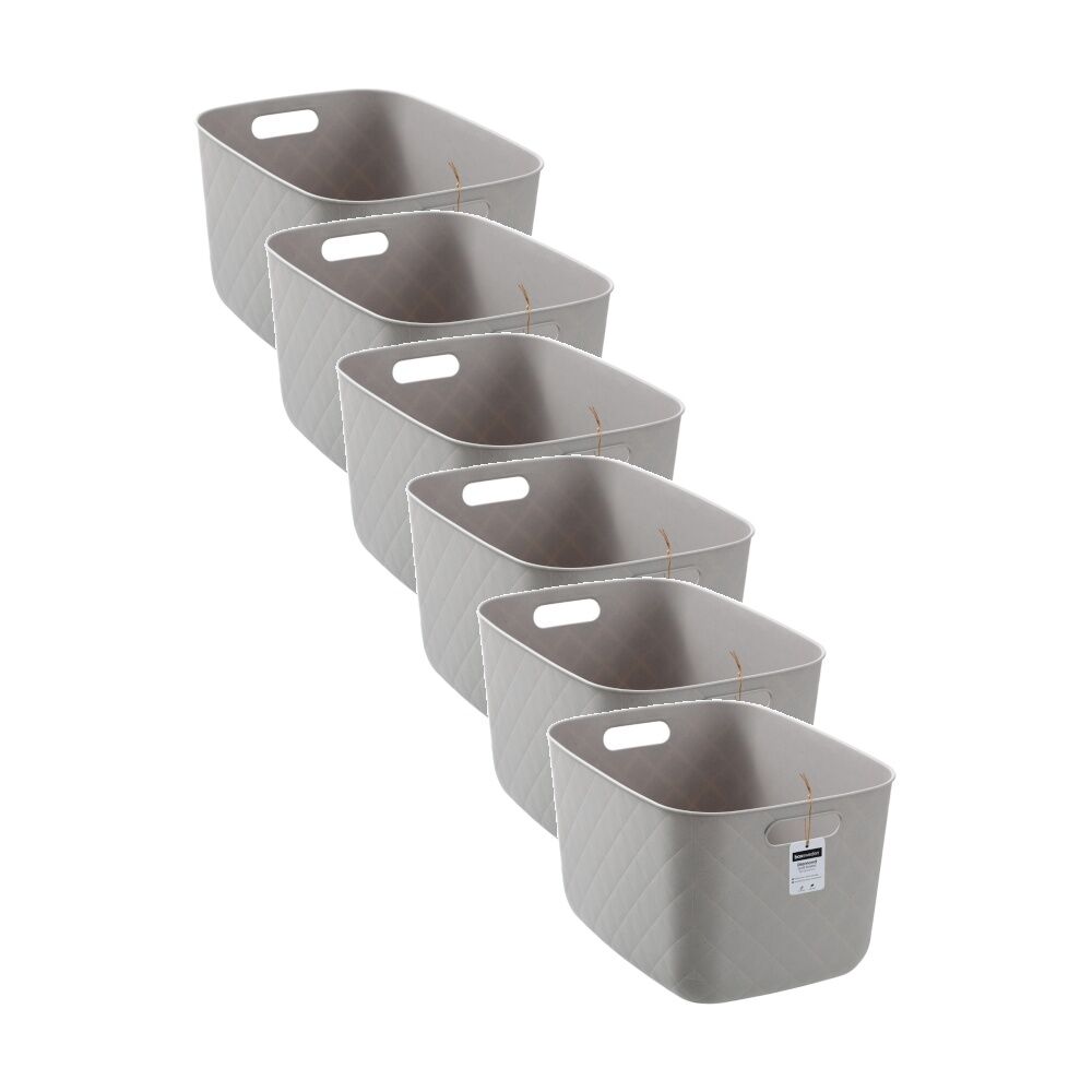 Boxsweden Diamond Quilted Home Storage Basket Large 38x28x22cm Assorted (6 Pack)