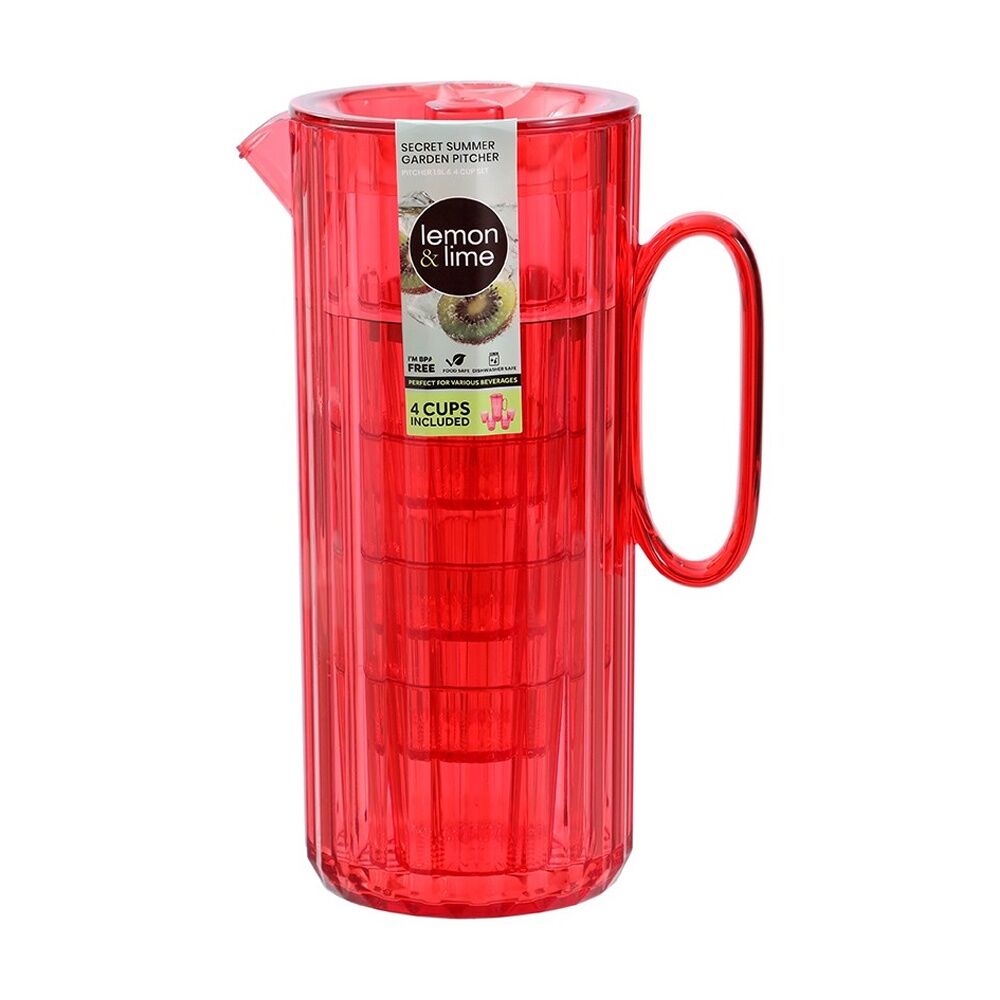 Lemon and Lime Secret Summer Garden Pitcher w/ 4 Cup Jug Set 1.9L/370ml Assorted (3 Pack) — image 7
