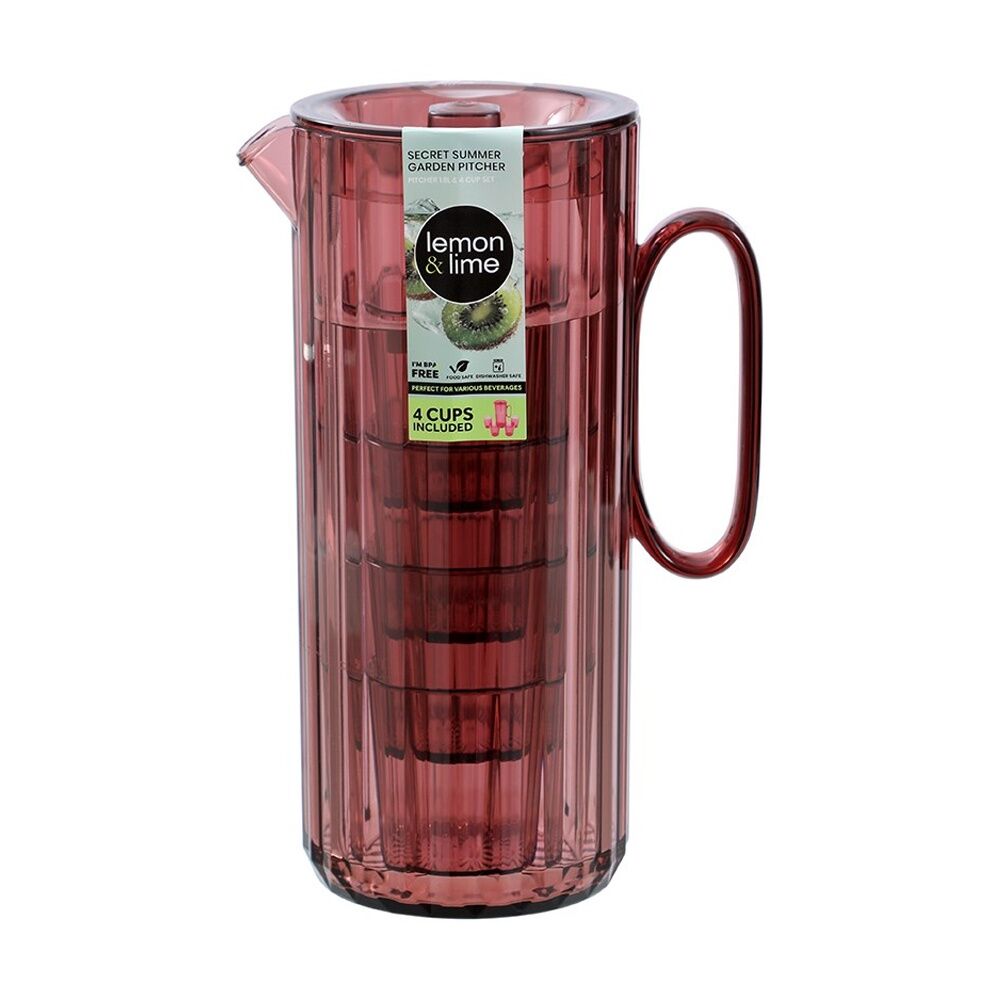 Lemon and Lime Assorted Secret Summer Garden Pitcher w/ 4 Cup Jug Set 1.9L/370ml — image 4