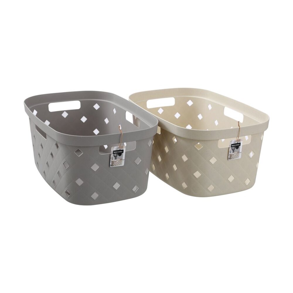 Boxsweden Diamond Quilted Laundry Carry Basket Hamper 56x38.7x25cm Assorted (6 Pack) — image 3