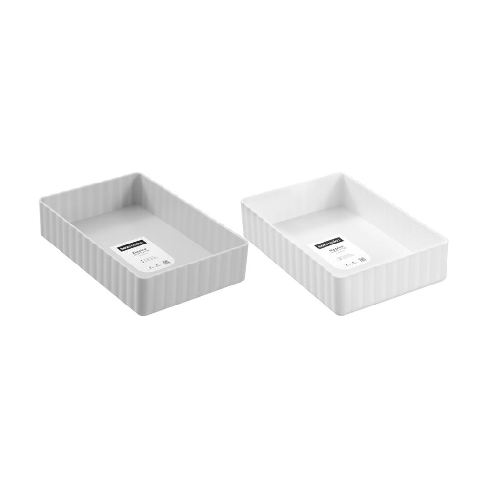 Boxsweden Rippled Stacking Tray Organiser Ribbed Storage 22.5x15x5cm Assorted (12 Pack) — image 3