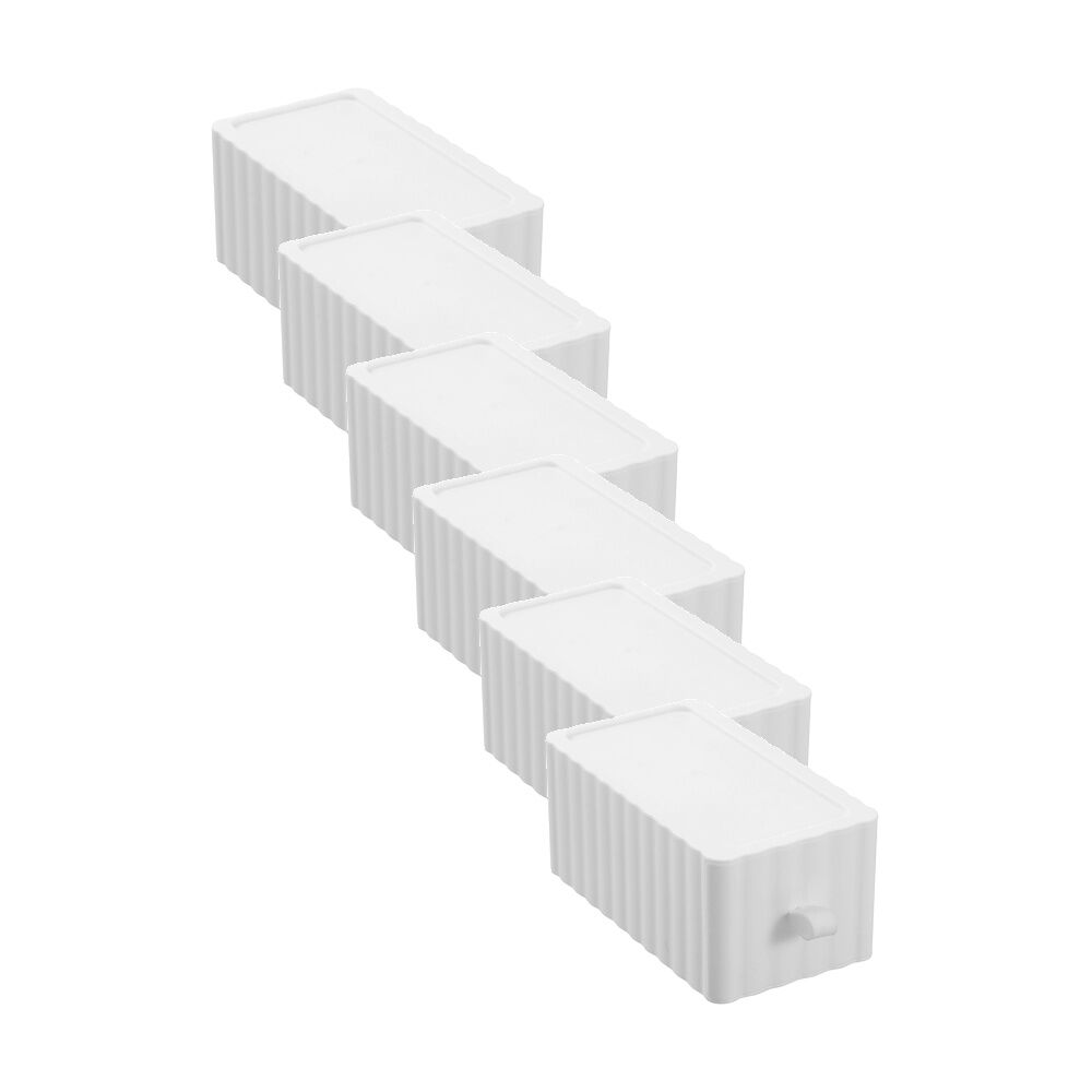 Boxsweden Rippled Stacking Drawer Organiser Ribbed Storage 10x18x8cm Assorted (6 Pack)