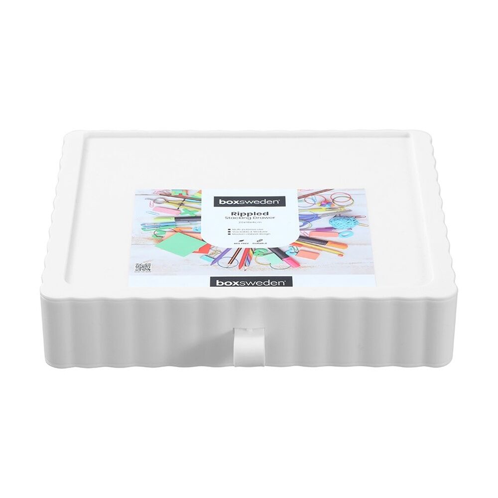 Boxsweden Rippled Stacking Drawer Organiser Ribbed Storage 20x18x4cm Assorted (12 Pack) — image 5
