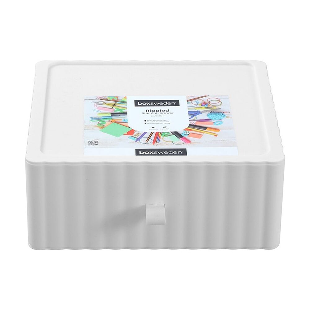 Boxsweden Rippled Stacking Drawer Organiser Ribbed Storage 20x18x8cm Assorted (6 Pack) — image 5