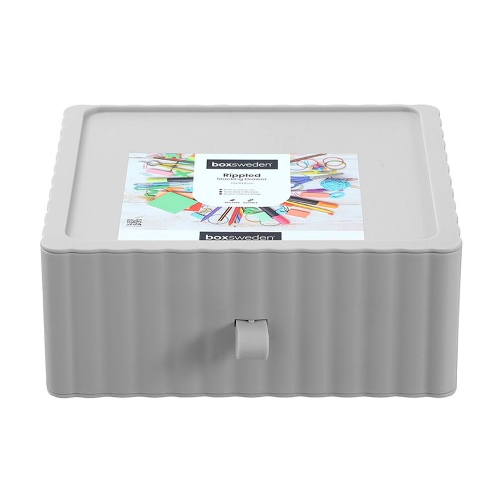 Boxsweden Rippled Stacking Drawer Organiser Ribbed Storage 20x18x8cm Assorted (6 Pack) — image 8