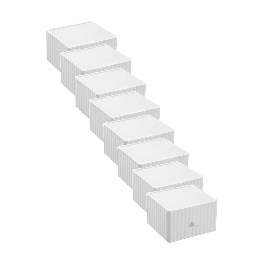 Boxsweden Rippled Stacking Drawer Organiser Ribbed Storage 20x18x12cm Assorted (8 Pack)