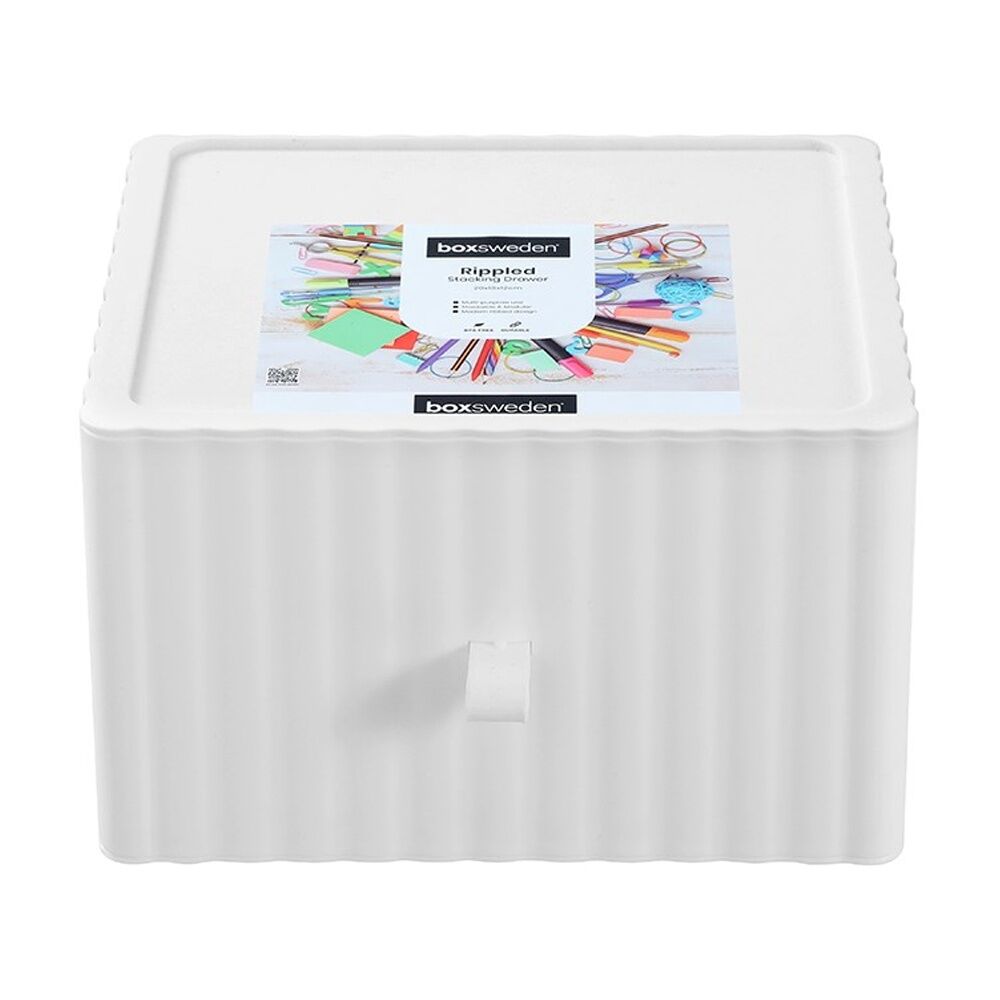 Boxsweden Rippled Stacking Drawer Organiser Ribbed Storage 20x18x12cm Assorted (8 Pack) — image 5