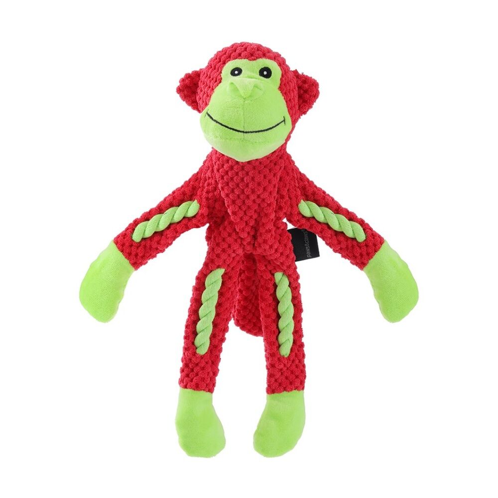 Paws and Claws Assorted Plush Monkey Pet Dog Chew/Tug Toy w/ Rope Skeleton — image 4
