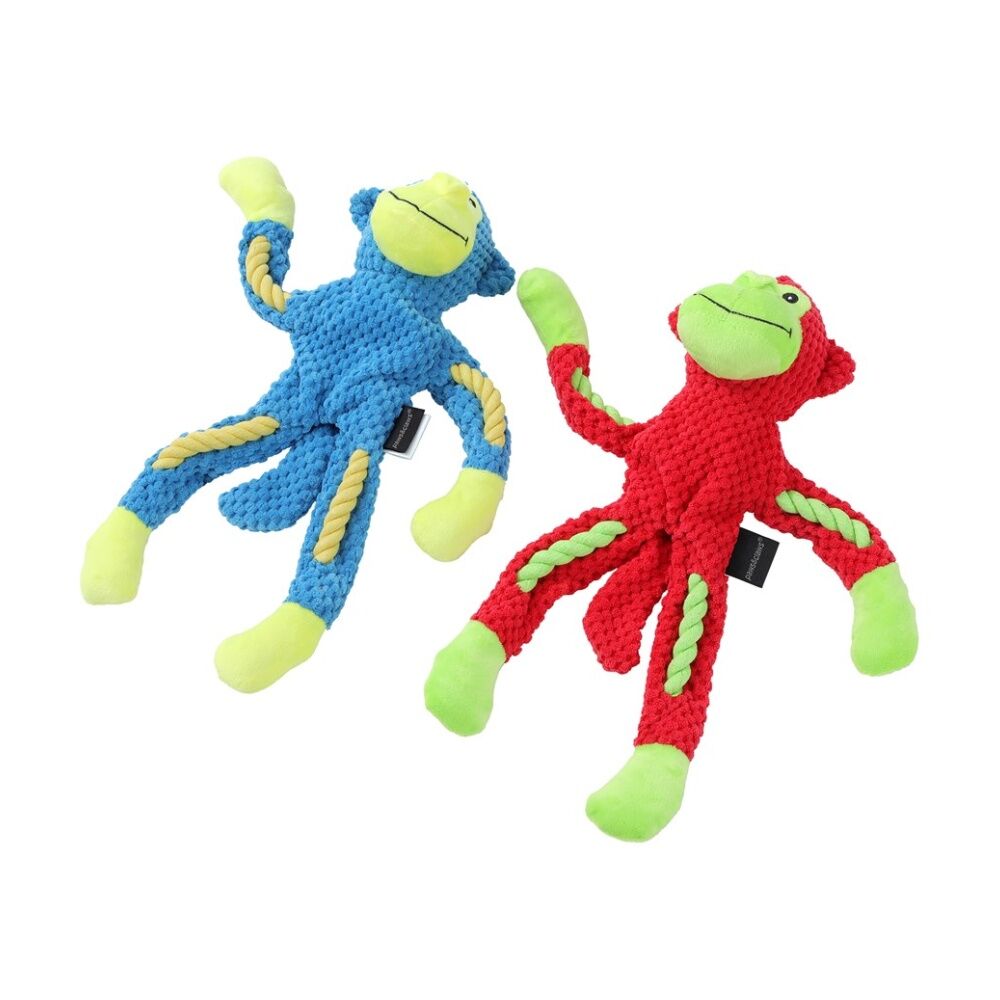 Paws and Claws Assorted Plush Monkey Pet Dog Chew/Tug Toy w/ Rope Skeleton — image 3