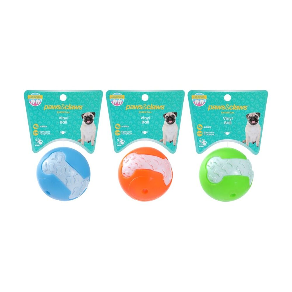 Paws and Claws Assorted Vinyl Ball Pet Dog Fetch/Catch Toy Bone Print Design — image 2
