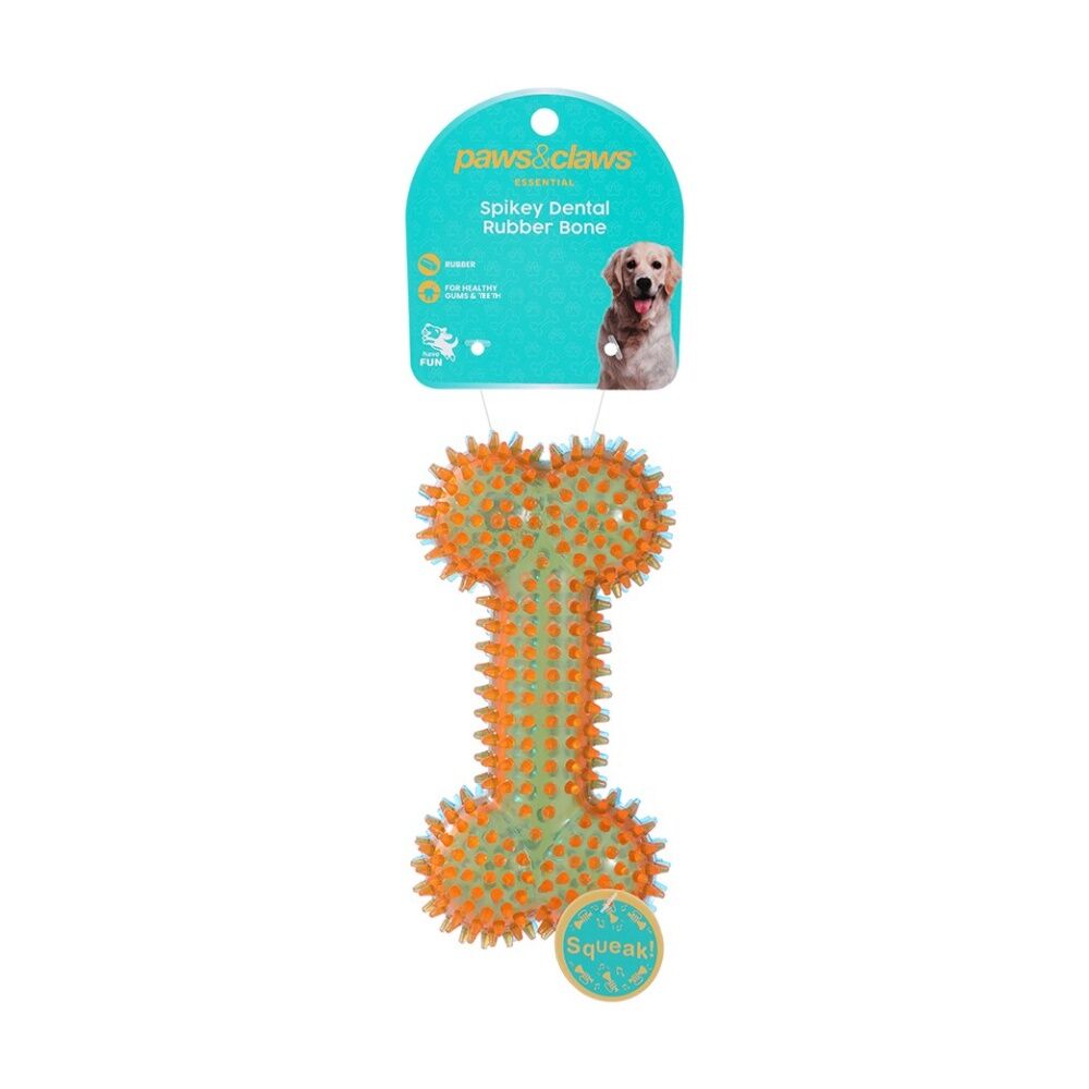 Paws and Claws Pet Dog Toy Spikey TPR 2-Colour Bone 16.5x8.5x5.5cm - Durable Chew Toy Promotes Healthy Teeth and Gums 16.5x8.5x5.5cm — image 2