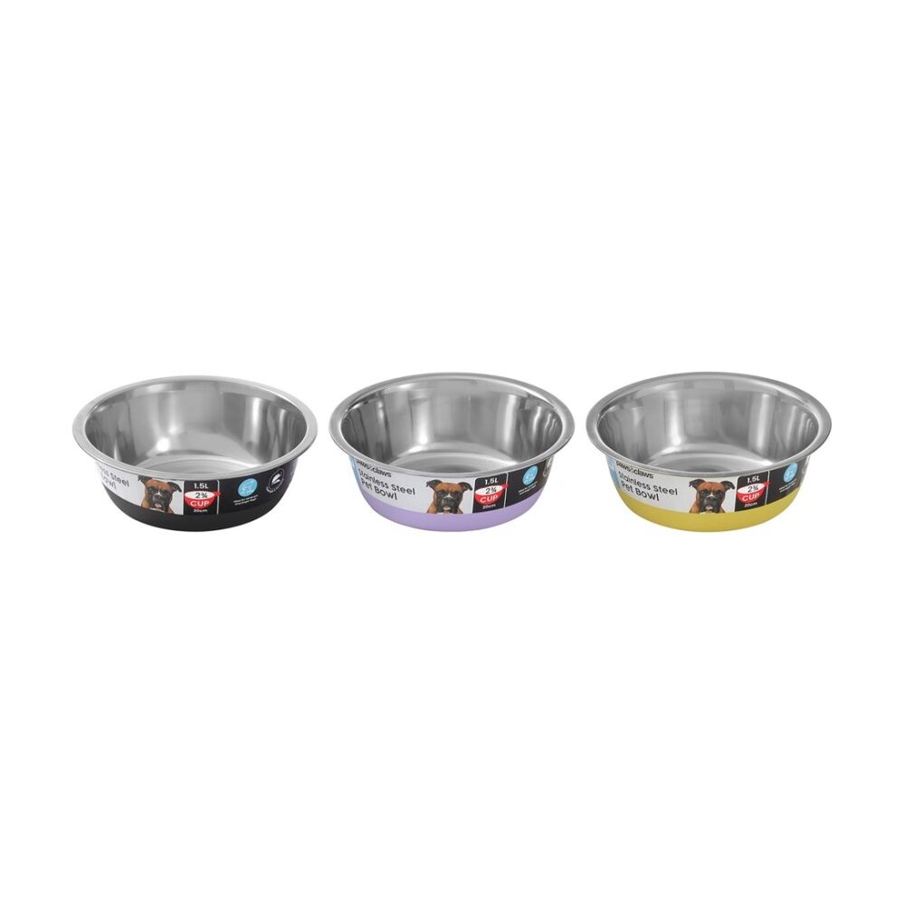 Paws and Claws Assorted Stainless Steel Cat/Dog Food/Drink Bowl — image 2