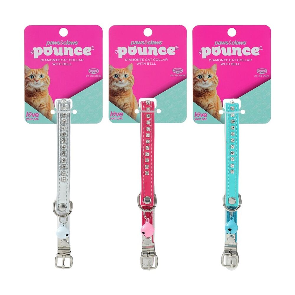 Paws and Claws Assorted Pounce Diamonte Cat Bell Collar 22-30x1cm — image 2
