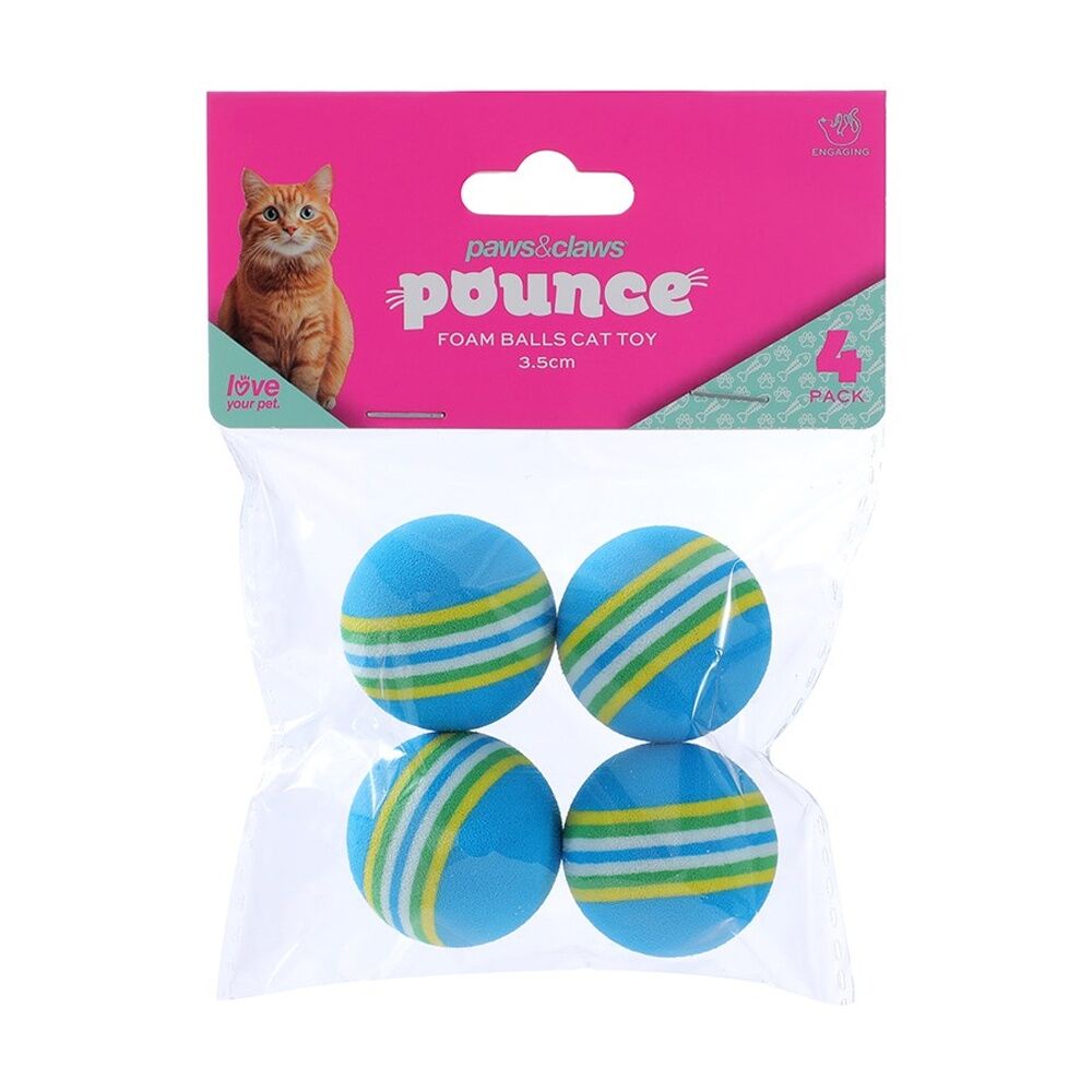 Paws and Claws Stripe Foam Balls Cat Batting/Pouncing Toy Set Assorted (4 Pieces) — image 5