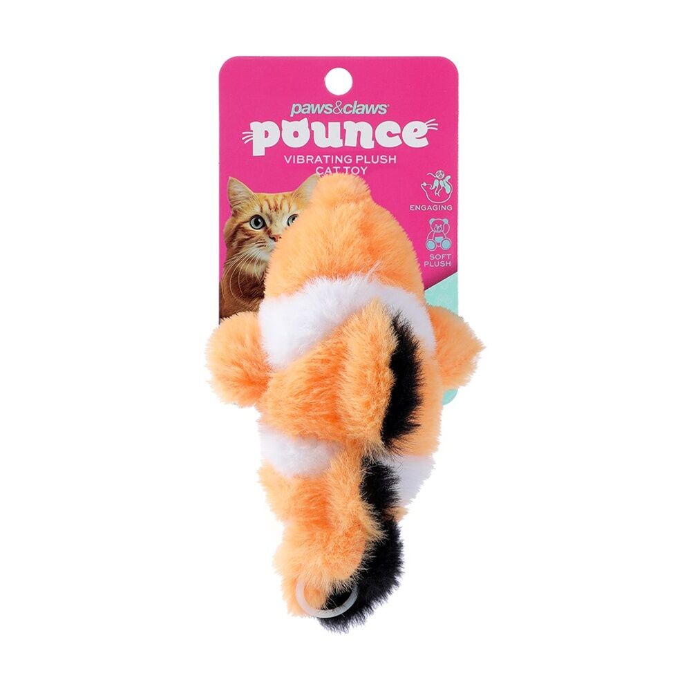 Paws and Claws Pet Cat Toy Pounce Chasey Vibrating Animal Assorted 12x8cm