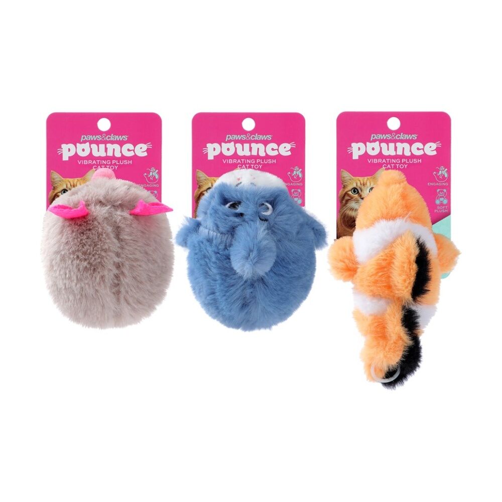 Paws and Claws Pet Cat Toy Pounce Chasey Vibrating Animal Assorted 12x8cm — image 3