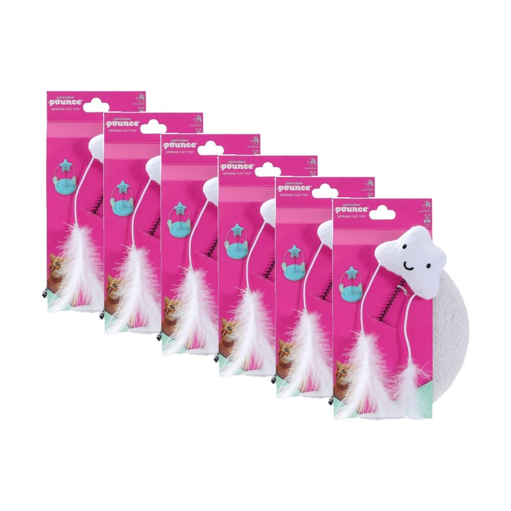 Paws and Claws Pounce Plush Spring Pet Cat Toy Assorted 19x20cm (6 Pack)