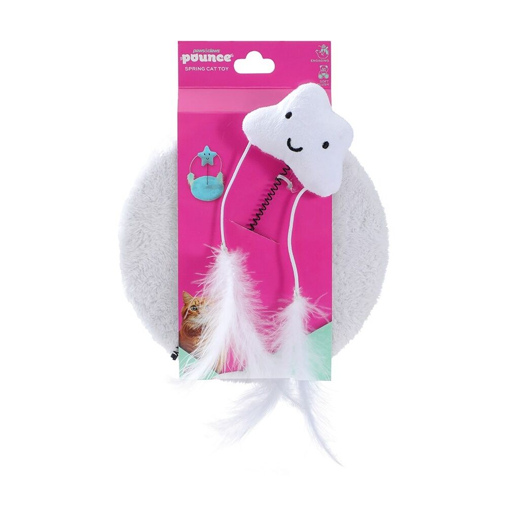Paws and Claws Pounce Plush Spring Pet Cat Toy Assorted 19x20cm