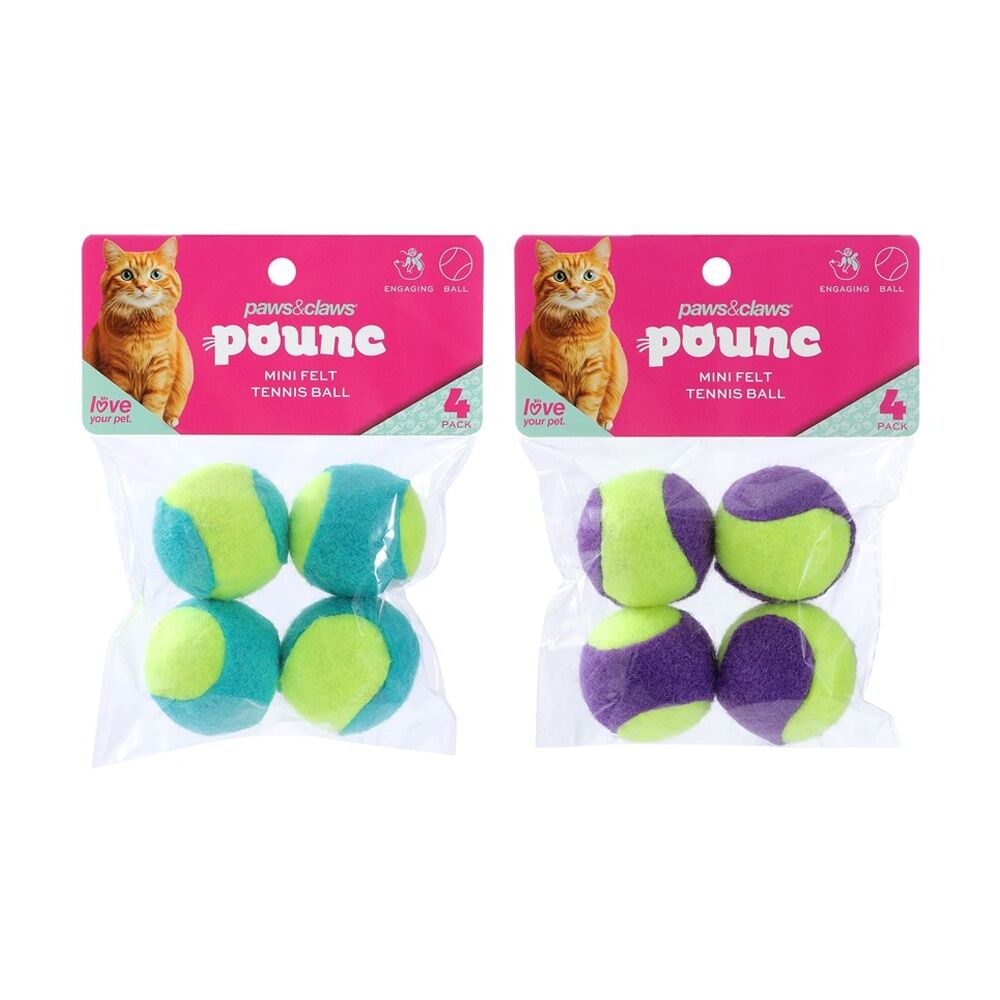 Paws and Claws Mini Tennis Balls Cat Batting/Pouncing Toy Set Assorted (4 Pieces) — image 2