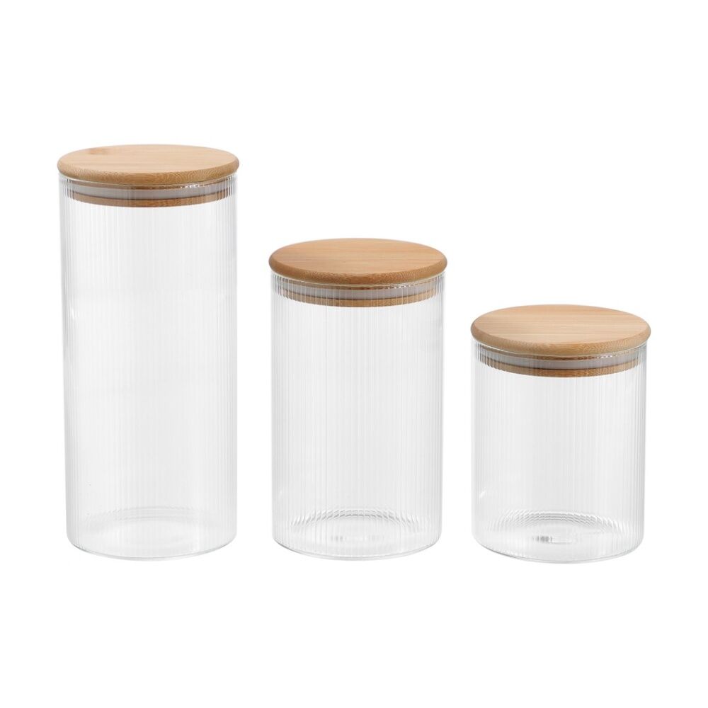 Lemon and Lime Camden Ribbed Glass Jar Bamboo Lid Food Storage Container 650ml (12 Pack) — image 6