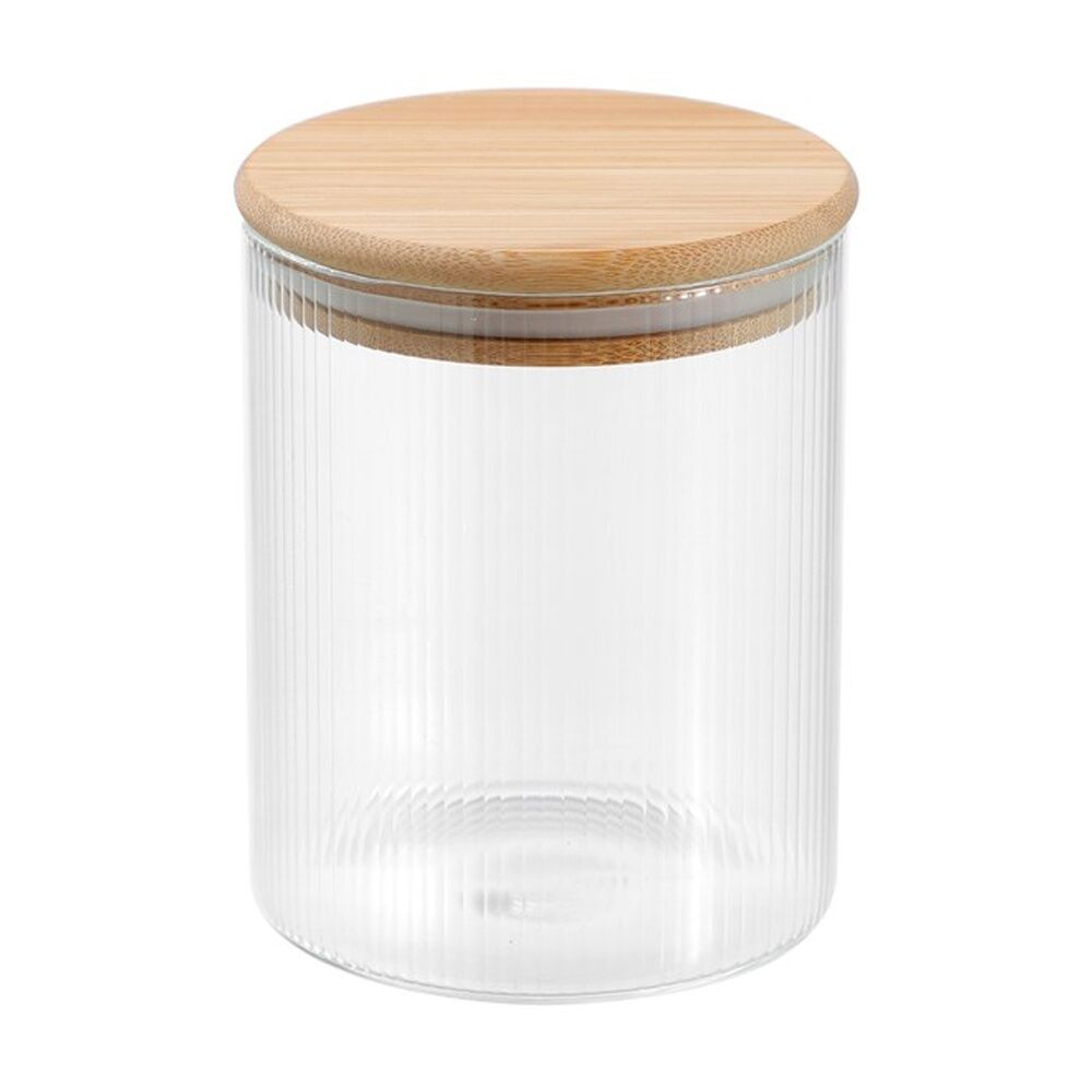 Lemon and Lime Camden Ribbed Glass Jar Bamboo Lid Food Storage Container 650ml (6 Pack) — image 4