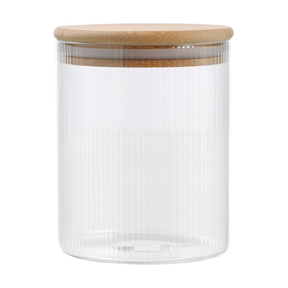 Lemon and Lime Camden Ribbed Glass Jar Bamboo Lid Food Storage Container 650ml (6 Pack) — image 5