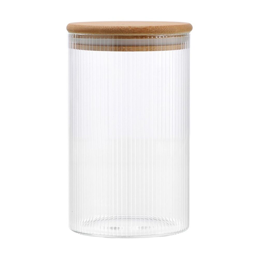Lemon and Lime Camden Ribbed Glass Jar Bamboo Lid Food Storage Container 1050ml (12 Pack) — image 5