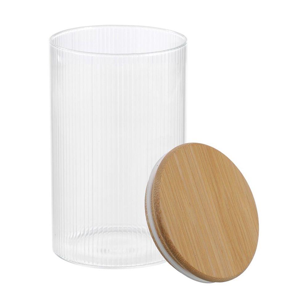 Lemon and Lime Camden Ribbed Glass Jar Bamboo Lid Food Storage Container 1050ml (6 Pack) — image 3