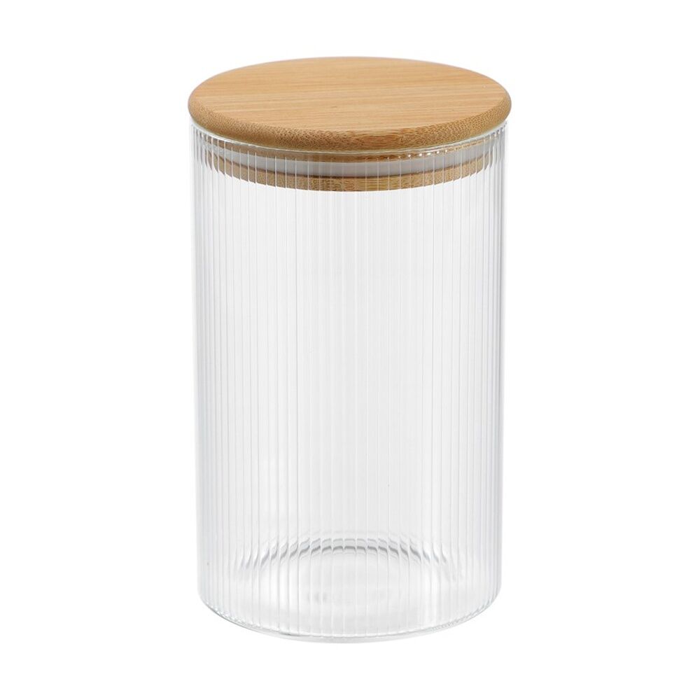 Lemon and Lime Camden Ribbed Glass Jar Bamboo Lid Food Storage Container 1050ml (6 Pack) — image 4