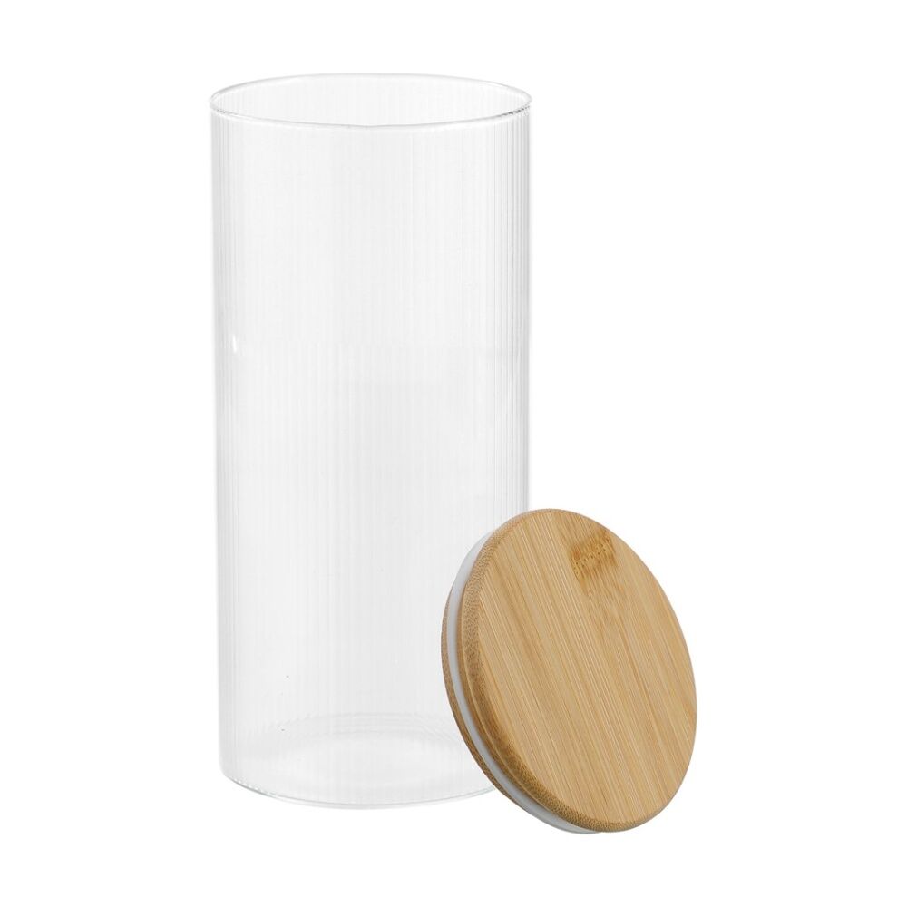 Lemon and Lime Camden Ribbed Glass Jar Bamboo Lid Food Storage Container 1400ml (12 Pack) — image 3