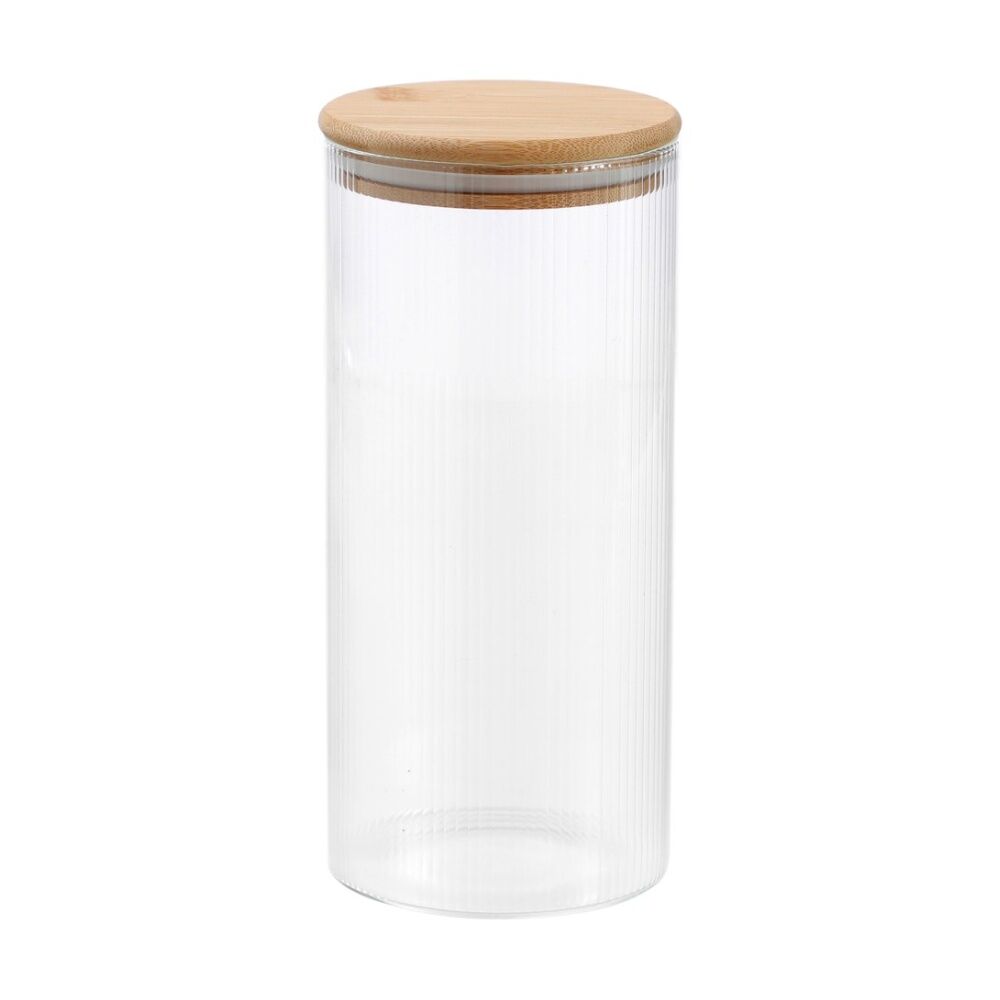 Lemon and Lime Camden Ribbed Glass Jar Bamboo Lid Food Storage Container 1400ml (12 Pack) — image 4