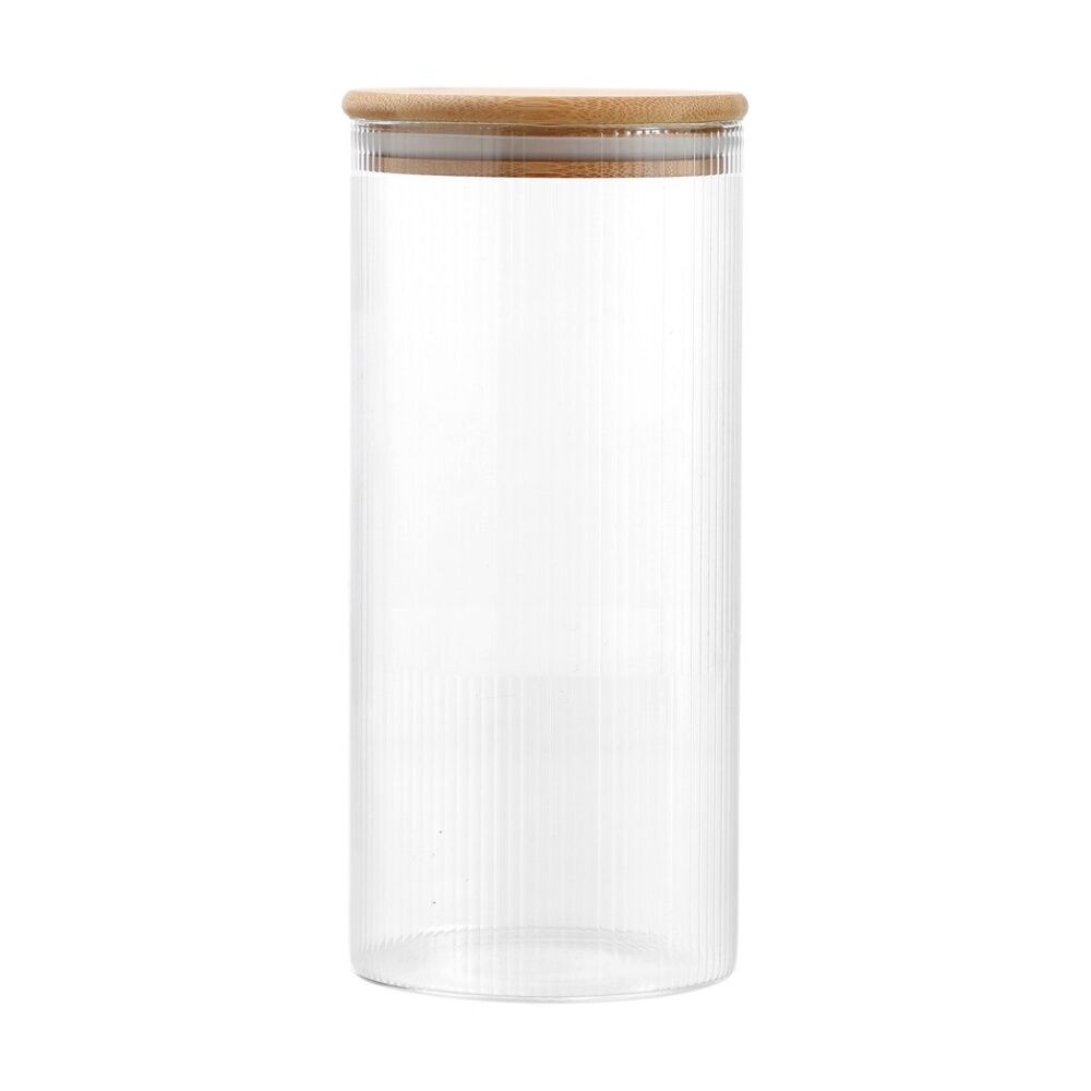 Lemon and Lime Camden Ribbed Glass Jar Bamboo Lid Food Storage Container 1400ml (12 Pack) — image 5