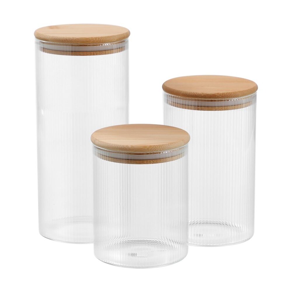 Lemon and Lime Camden Ribbed Glass Jar Bamboo Lid Food Storage Container 1400ml (6 Pack) — image 8