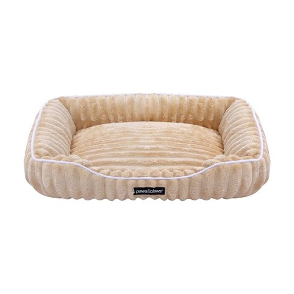 Paws and Claws Camel 60x50x18cm Ribbed Chinchilla Walled Pet Cat Dog Bed