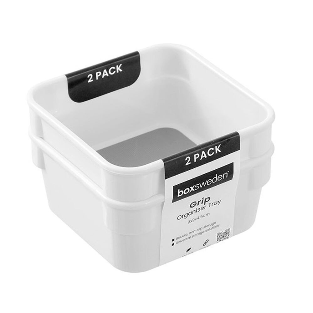 Boxsweden 12x 2pc White Grip Modular Organiser Storage Tray Set 9x9x4.5cm — image 2