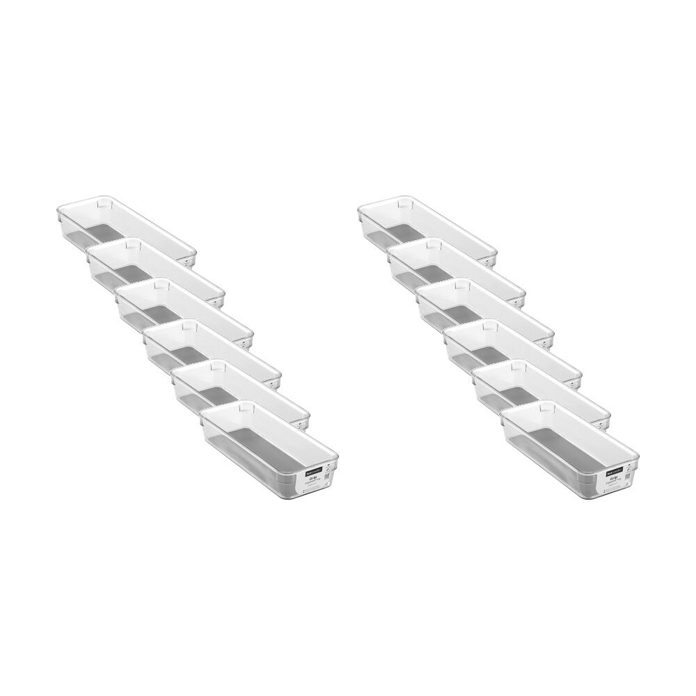Boxsweden Crystal Grip Organiser Tray Modular Stackable Storage 23x9x4.5cm (12 Pack)