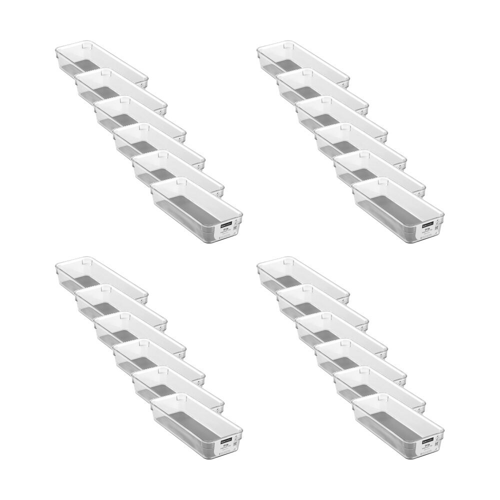 Boxsweden Crystal Grip Organiser Tray Modular Stackable Storage 23x9x4.5cm (24 Pack)
