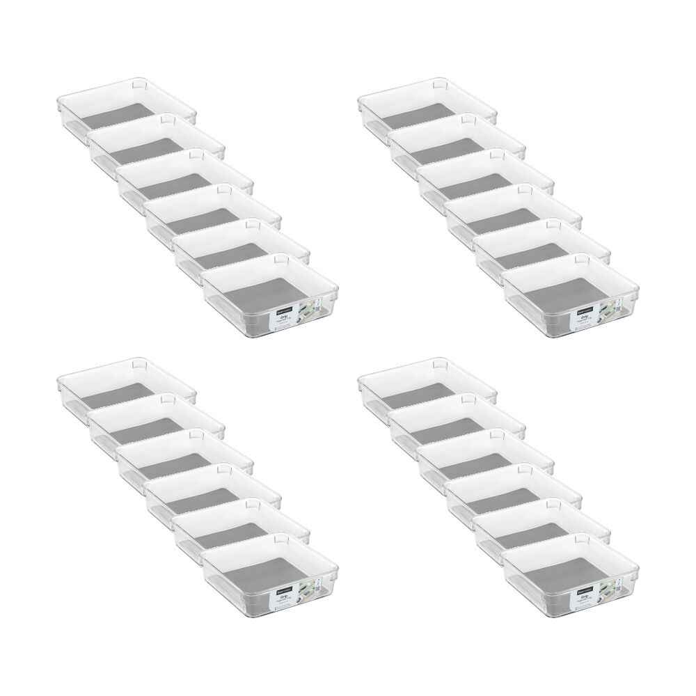 Boxsweden Crystal Grip Organiser Tray Modular Stackable Storage 16x16x4.5cm (24 Pack)