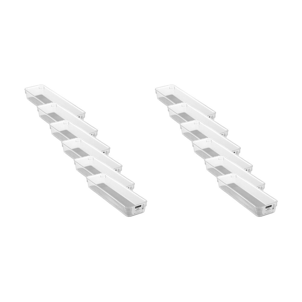 Boxsweden Crystal Grip Organiser Tray Modular Stackable Storage 32x9x4.5cm (12 Pack)